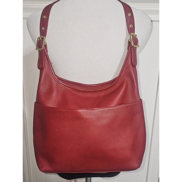 Coach Vintage 9058 Legacy Red Leather Small Hobo Baguette Bag Shoulder Purse - Picture 1 of 14